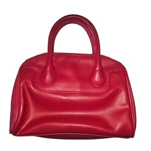 Vintage Avon Purse Red Imitation Leather Hand Bag With Zipper Closure